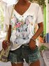 Women's Easter (rabbit) Short Sleeve Tee T-shirt V Neck Printing Casual Summer Graphic Tee Top