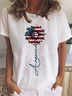 Women Independence Day (Flag) Short Sleeve Tee T-shirt Crew Neck Printing Casual Summer Graphic Tee Top