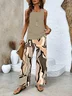 Women Abstract Printing Two-Piece Set Daily Sleeveless Casual Summer Top With Pants Matching Set
