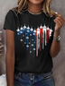 Women Independence Day (Flag) Short Sleeve Tee T-shirt Crew Neck Printing Casual Summer Graphic Tee Top