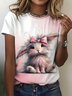 Women Easter (rabbit) Short Sleeve Tee T-shirt Crew Neck Casual Summer Top