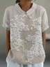 Women Floral Short Sleeve Shirt Summer Printing Shawl Collar Daily Casual Top