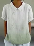 Women Dragonfly Short Sleeve Shirt Summer Shawl Collar Daily Casual Top