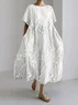 Women Floral Short Sleeve Summer Dress Crew Neck Daily Casual Maxi A-Line Dress