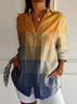 Women Plaid Long Sleeve Shirt Spring/Fall Buckle Shirt Collar Daily Casual Top