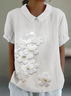 Women Floral Short Sleeve Shirt Summer Printing Shawl Collar Daily Casual Top