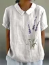 Women Floral Half Sleeve Blouse Summer Shawl Collar Daily Casual Top