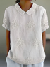Women Floral Short Sleeve Shirt Summer Printing Shawl Collar Daily Casual Top