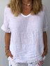 Women Plain Short Sleeve Blouse Summer Crew Neck Daily Casual Top