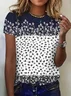 Women Floral Short Sleeve Tee T-shirt Crew Neck Printing Casual Summer Graphic Tee Top