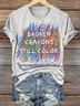 Women Text Letters Short Sleeve Tee T-shirt Crew Neck Casual Summer Top