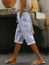 Women Striped Fifth Pants Pant Casual Summer Trousers