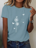 Women Floral Short Sleeve Tee T-shirt Crew Neck Printing Casual Summer Graphic Tee Top