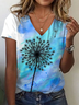 Women Floral Short Sleeve Tee T-shirt V Neck Printing Casual Summer Graphic Tee Top