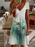 Women Dragonfly Short Sleeve Summer Printing Dress V Neck Daily Casual Midi Fit & Flare Dress A-Line Dress