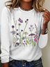 Women Floral Long Sleeve Blouse Spring/Fall Crew Neck Daily Casual Top