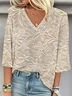 Women 3D Printing Three Quarter Sleeve Blouse Spring/Fall V Neck Daily Casual Top