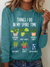 Women Text Letters Long Sleeve Blouse Spring/Fall Crew Neck Daily Casual Top