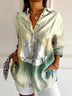 Women Hippie Long Sleeve Shirt Spring/Fall Buckle Shirt Collar Daily Casual Top