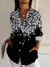 Women Floral Long Sleeve Shirt Spring/Fall Buckle Shirt Collar Daily Casual Top