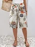 Women Floral Fifth Pants Pant Casual Summer Trousers