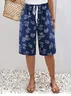 Women Floral Fifth Pants Pant Casual Summer Trousers