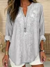 Women Floral Long Sleeve Blouse Spring/Fall Printing V Neck Daily Casual Top