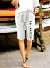 Women Floral Fifth Pants Pant Casual Summer Trousers