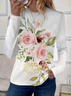 Women Floral Long Sleeve Tee T-shirt Crew Neck Printing Casual Spring/Fall Graphic Tee Top