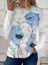 Women Floral Long Sleeve Tee T-shirt Crew Neck Printing Casual Spring/Fall Graphic Tee Top