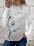 Women Floral Long Sleeve Tee T-shirt Crew Neck Printing Casual Spring/Fall Graphic Tee Top
