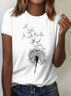 Women Floral Short Sleeve Tee T-shirt Crew Neck Printing Casual Summer Graphic Tee Top
