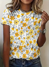 Women Floral Short Sleeve Tee T-shirt Crew Neck Printing Casual Summer Graphic Tee Top