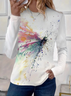 Women Butterfly Long Sleeve Tee T-shirt Crew Neck Printing Casual Spring/Fall Graphic Tee Top