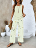 Women Floral Printing Two-Piece Set Daily Sleeveless Casual Summer Top With Pants Matching Set