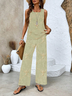 Women Floral Printing Two-Piece Set Daily Sleeveless Casual Summer Top With Pants Matching Set