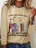 Women Text Letters Long Sleeve Blouse Spring/Fall Crew Neck Daily Casual Top
