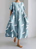 Women Animal Short Sleeve Summer Dress Crew Neck Daily Casual Maxi A-Line Dress