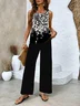 Women Floral Printing Two-Piece Set Daily Sleeveless Casual Summer Top With Pants Matching Set