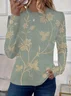 Women Floral Long Sleeve Tee T-shirt Crew Neck Printing Casual Spring/Fall Graphic Tee Top