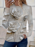 Women Floral Long Sleeve Tee T-shirt Crew Neck Printing Casual Spring/Fall Graphic Tee Top
