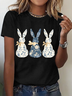 Women Rabbit Short Sleeve Tee T-shirt Crew Neck Casual Summer Top