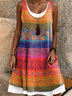 Women Ethnic Sleeveless Summer Dress Crew Neck Daily Casual Midi A-Line Dress