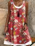Women Floral Sleeveless Summer Dress Crew Neck Daily Casual Midi A-Line Dress