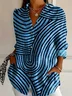 Women Striped Long Sleeve Shirt Spring/Fall Shirt Collar Daily Casual Top