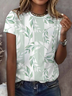 Women Floral Short Sleeve Tee T-shirt Crew Neck Printing Casual Summer Top