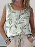 Women Sleeveless Tank Top Camisole Summer Floral Printing Crew Neck Daily Casual Top