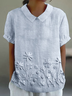 Women Floral Short Sleeve Shirt Summer Printing Shawl Collar Daily Casual Top