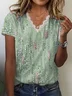 Women Abstract Stripes Short Sleeve Tee T-shirt V Neck Printing Casual Summer Graphic Tee Top