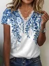 Women Floral Short Sleeve Tee T-shirt V Neck Printing Casual Summer Graphic Tee Top